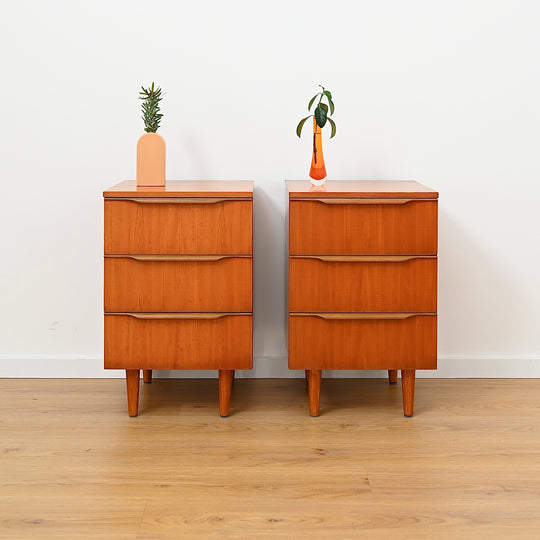 Pair - Mid Century Teak Bedside Tables Night Stands by Macrob