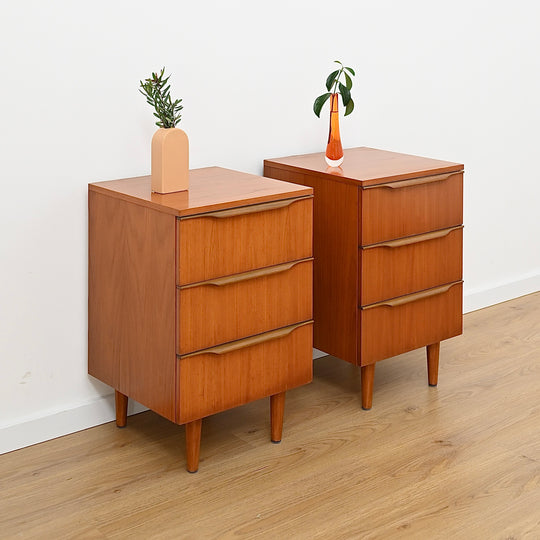 Pair - Mid Century Teak Bedside Tables Night Stands by Macrob