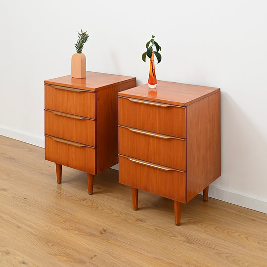 Pair - Mid Century Teak Bedside Tables Night Stands by Macrob