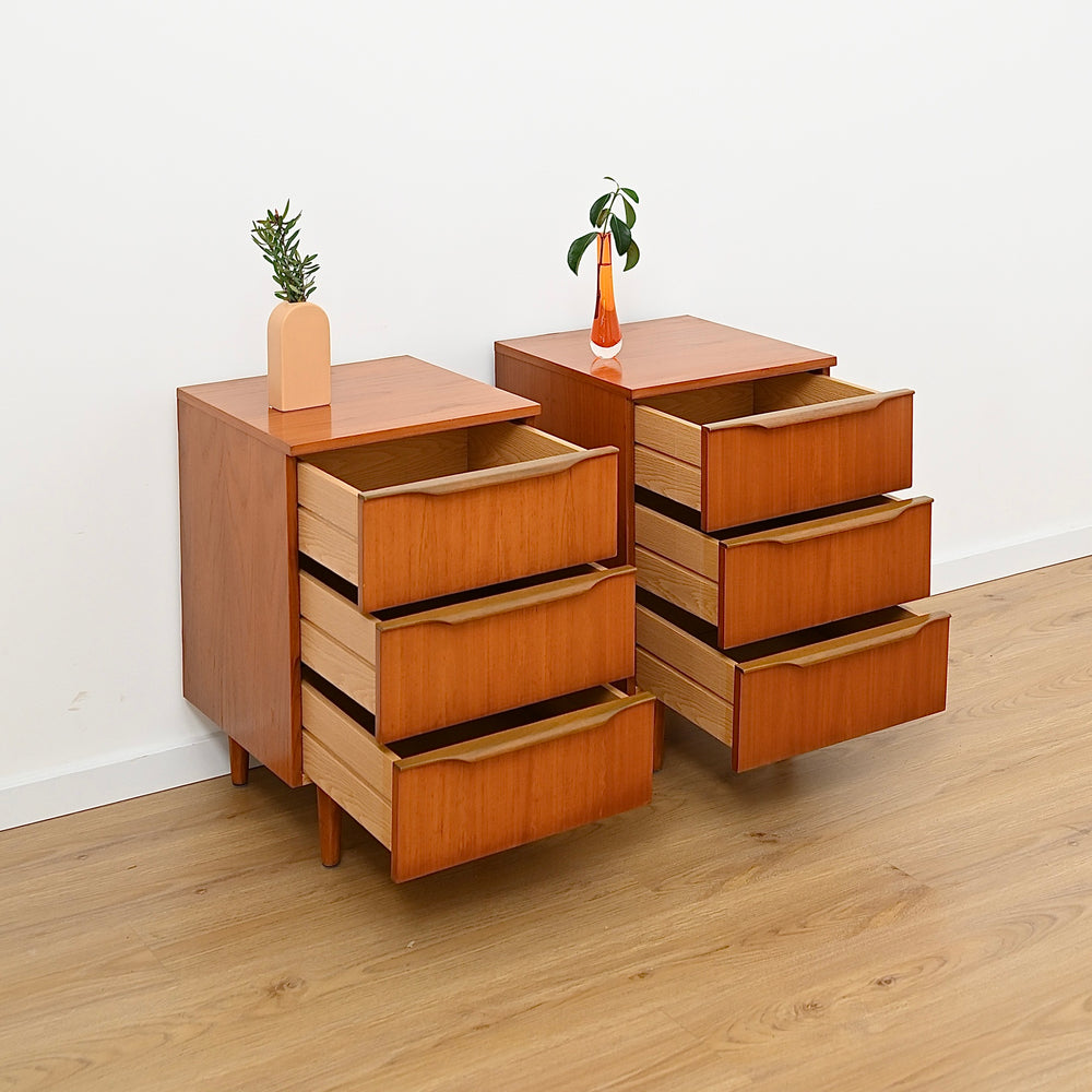 Pair - Mid Century Teak Bedside Tables Night Stands by Macrob