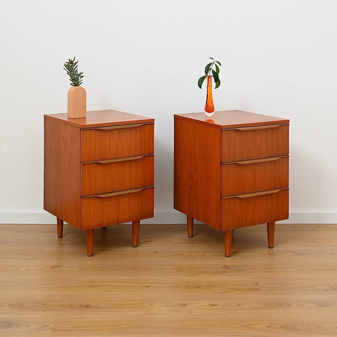 Pair - Mid Century Teak Bedside Tables Night Stands by Macrob