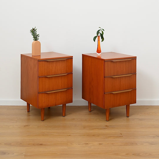 Pair - Mid Century Teak Bedside Tables Night Stands by Macrob