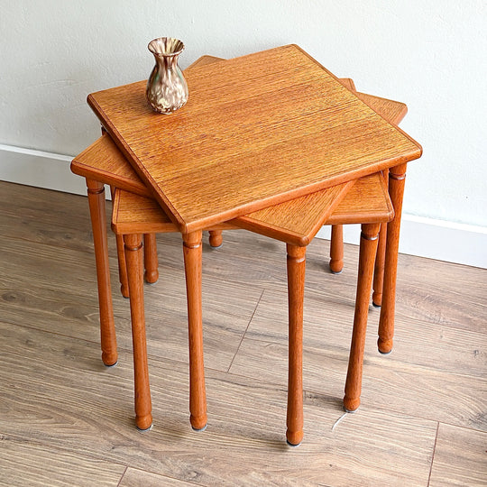 Mid Century Teak Coffee Side Table Trio by Chiswell