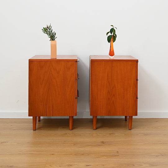 Pair - Mid Century Teak Bedside Tables Night Stands by Macrob