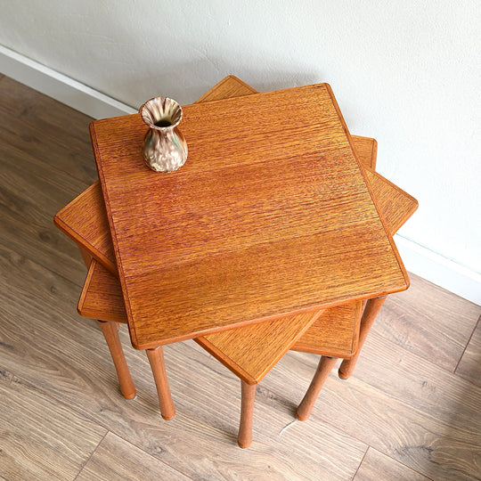 Mid Century Teak Coffee Side Table Trio by Chiswell