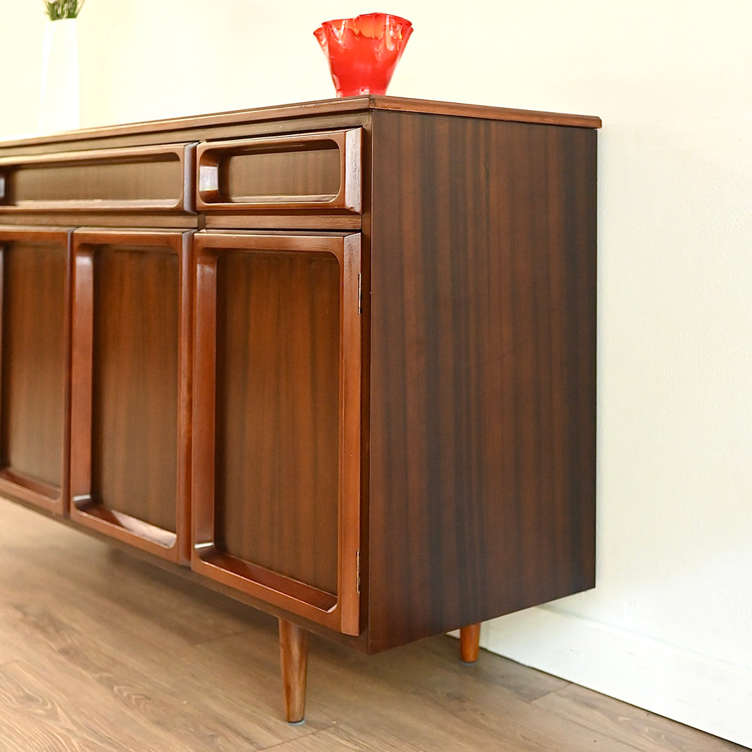 Mid Century Walnut Sideboard Buffet by Chiswell