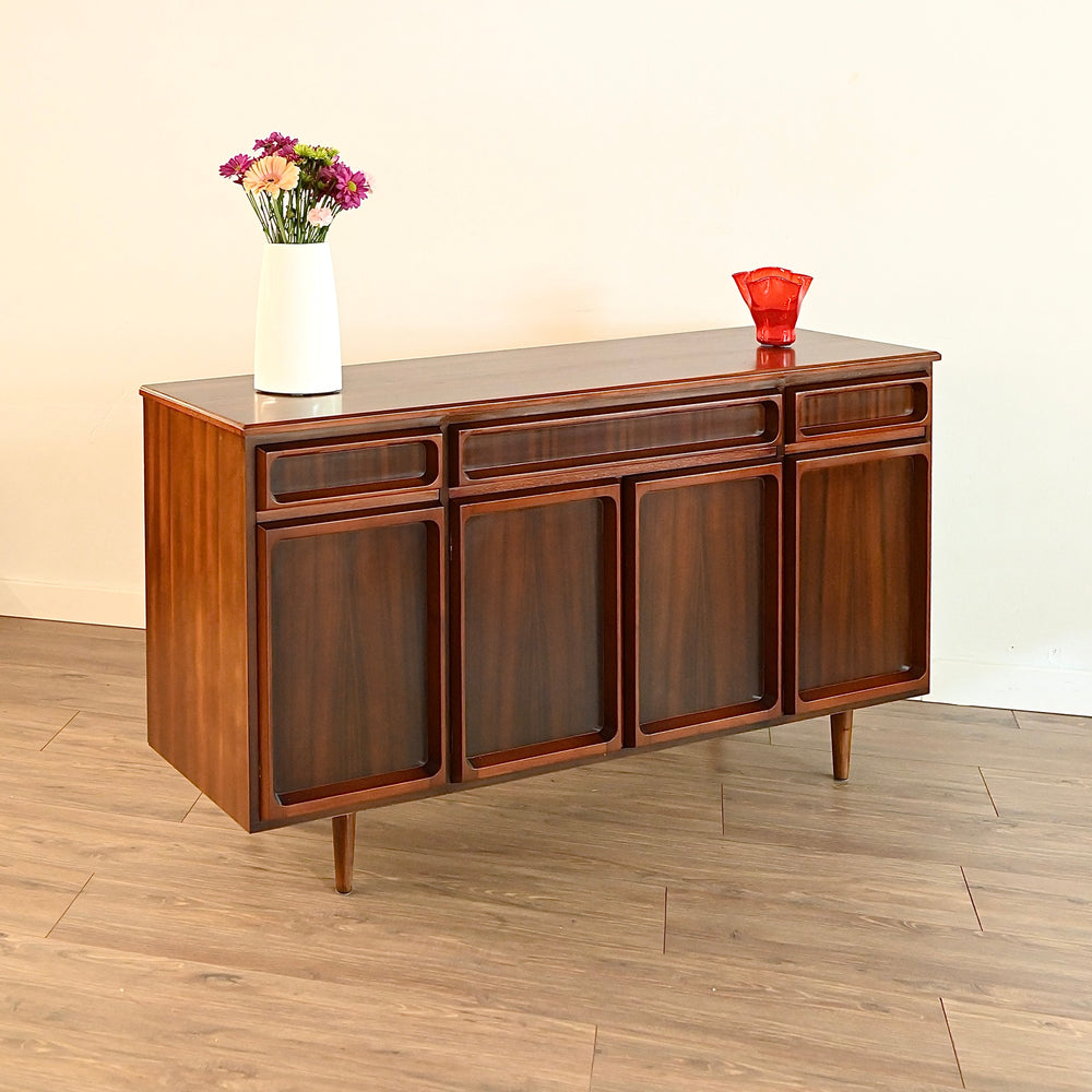 Mid Century Walnut Sideboard Buffet by Chiswell