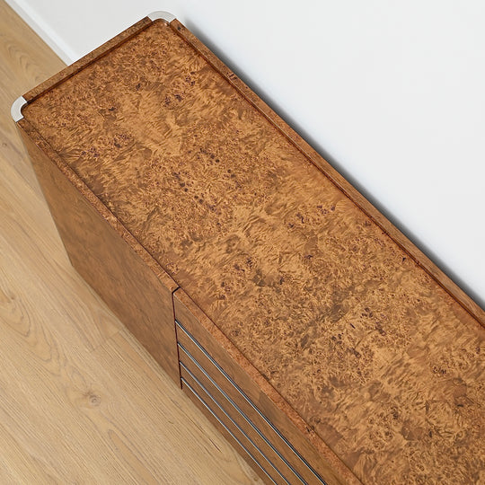 1960's Italian Burl Wood Bar Sideboard by Willy Rizzo