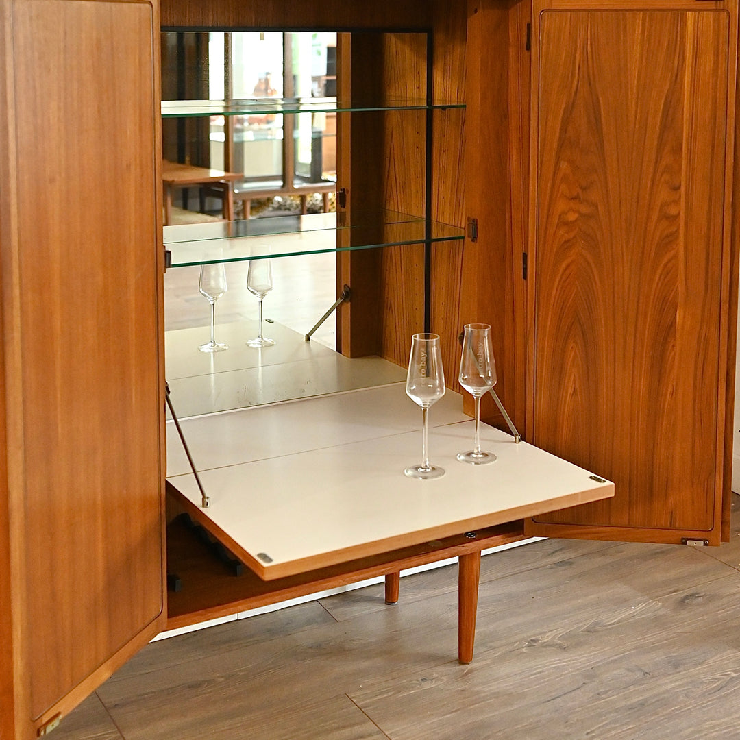 Mid Century Teak Sideboard Credenza Bar Cabinet by Chiswell