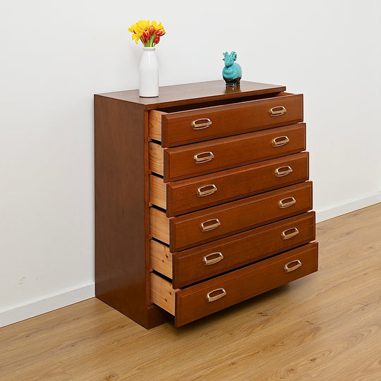 Mid Century Teak Tall Boy by Modern Cabinet Line Furniture