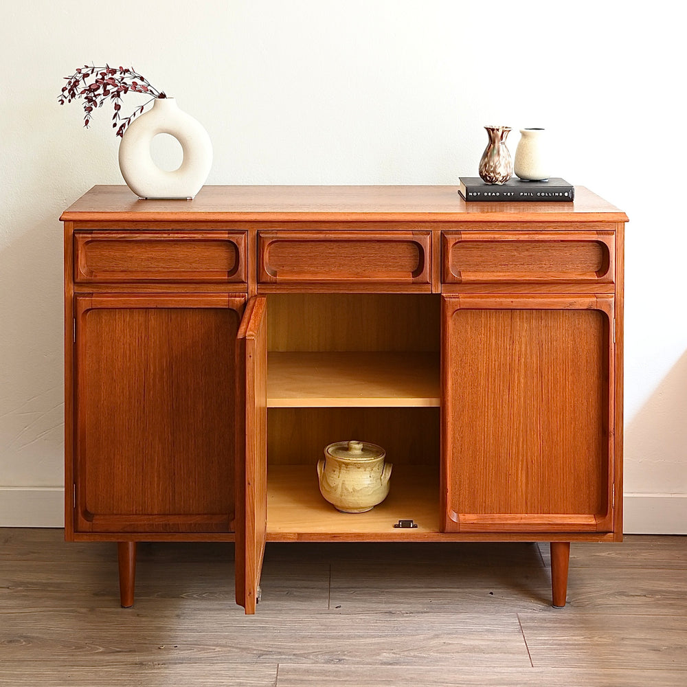 Mid Century Teak Sideboard Buffet LP Record Cabinet by Chiswell