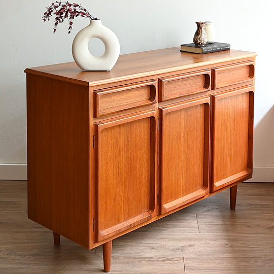 Mid Century Teak Sideboard Buffet LP Record Cabinet by Chiswell