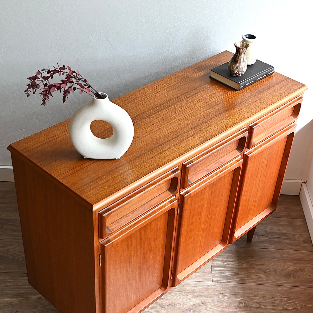 Mid Century Teak Sideboard Buffet LP Record Cabinet by Chiswell