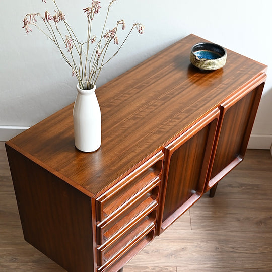 Mid Century Walnut Sideboard with drawers LP Record Cabinet by Chiswell