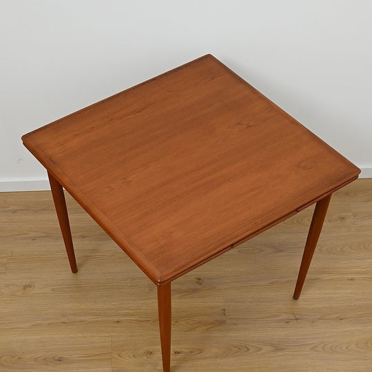 Mid Century Teak Square Extendable Dining Table by Burgess - Refinished