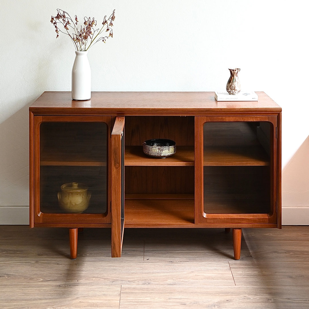 Mid Century Walnut Sideboard Display Cabinet by Chiswell