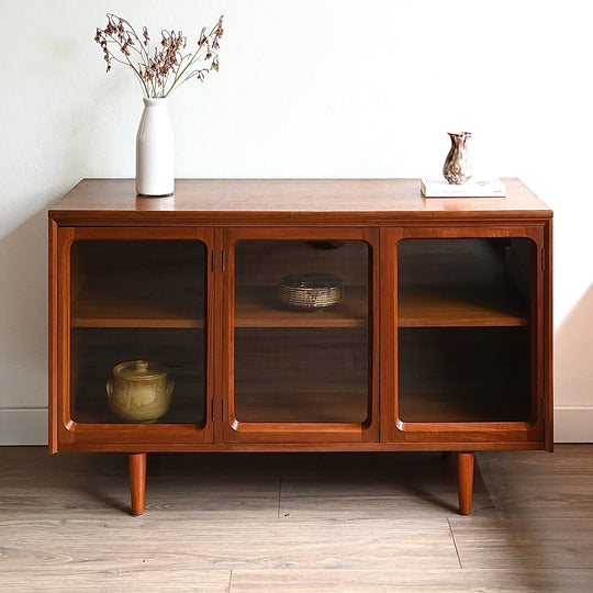 Mid Century Walnut Sideboard Display Cabinet by Chiswell