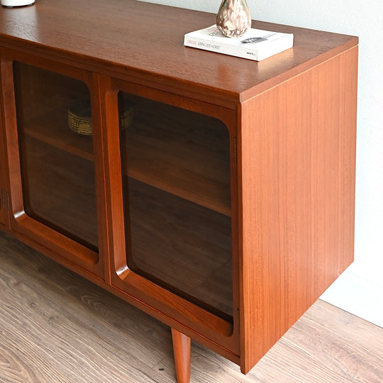 Mid Century Walnut Sideboard Display Cabinet by Chiswell