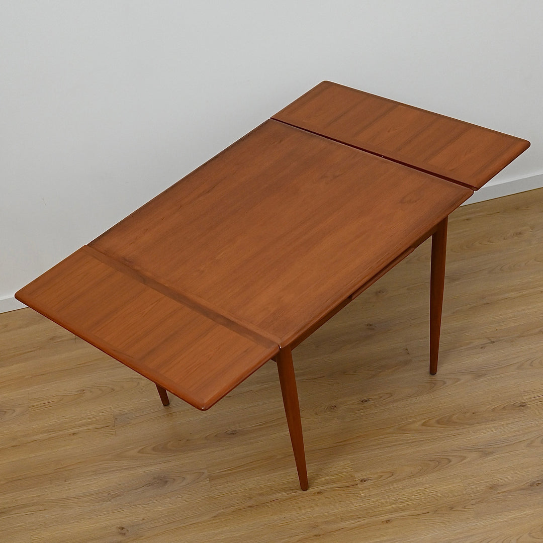 Mid Century Teak Square Extendable Dining Table by Burgess - Refinished