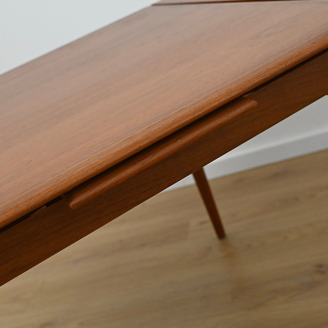 Mid Century Teak Square Extendable Dining Table by Burgess - Refinished
