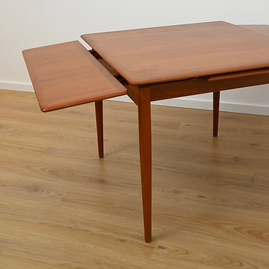 Mid Century Teak Square Extendable Dining Table by Burgess - Refinished