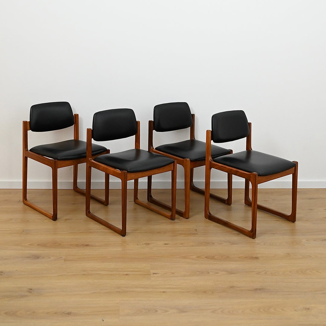 4x Gerald Easden for Module Melbourne Sled Dining Chairs 
