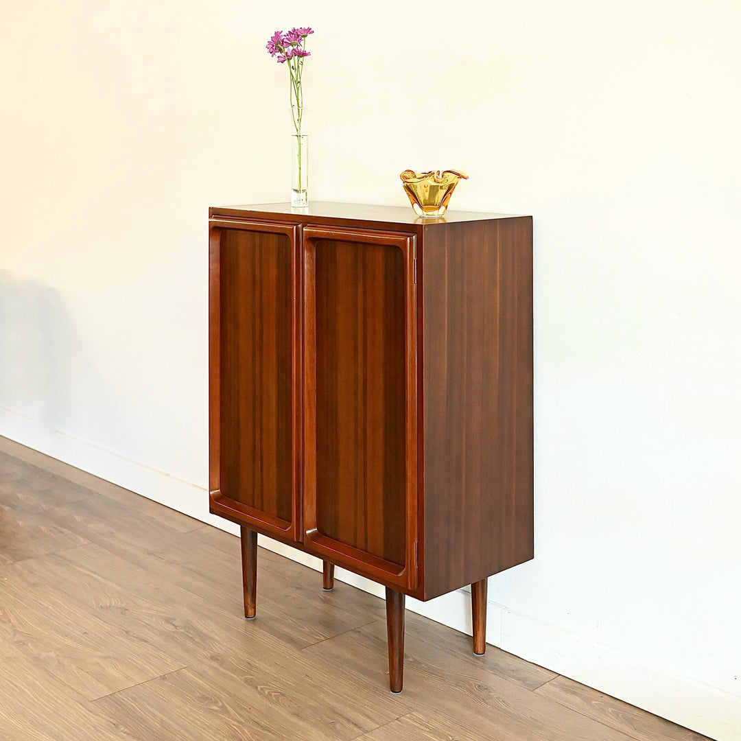 Mid Century Walnut Sideboard Credenza Bar Cabinet by Chiswell
