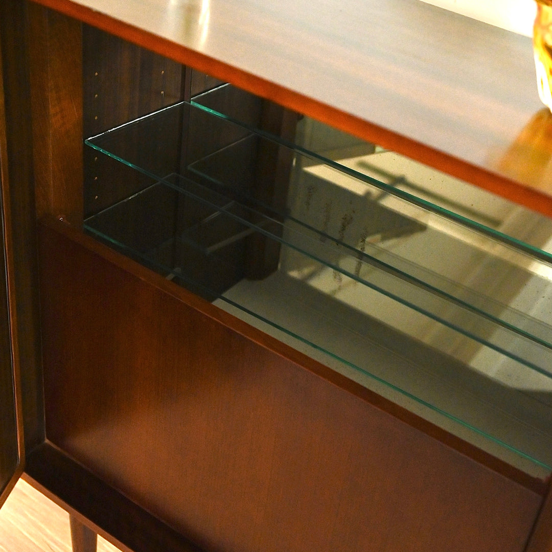 Mid Century Walnut Sideboard Credenza Bar Cabinet by Chiswell