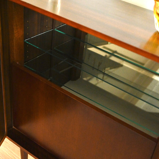 Mid Century Walnut Sideboard Credenza Bar Cabinet by Chiswell