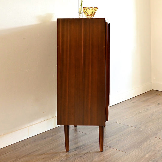 Mid Century Walnut Sideboard Credenza Bar Cabinet by Chiswell