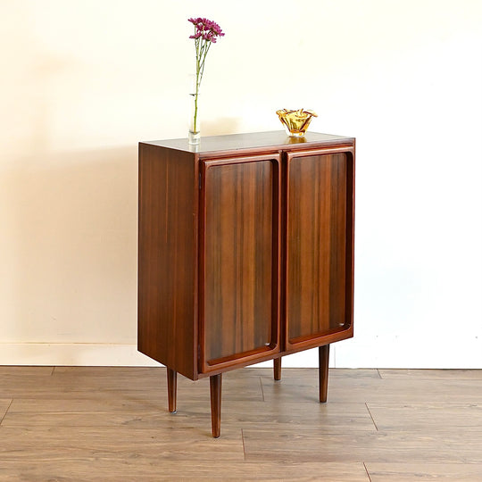 Mid Century Walnut Sideboard Credenza Bar Cabinet by Chiswell