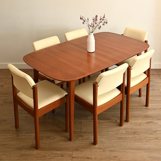 Mid Century Teak Extendable Dining Table by Noblett