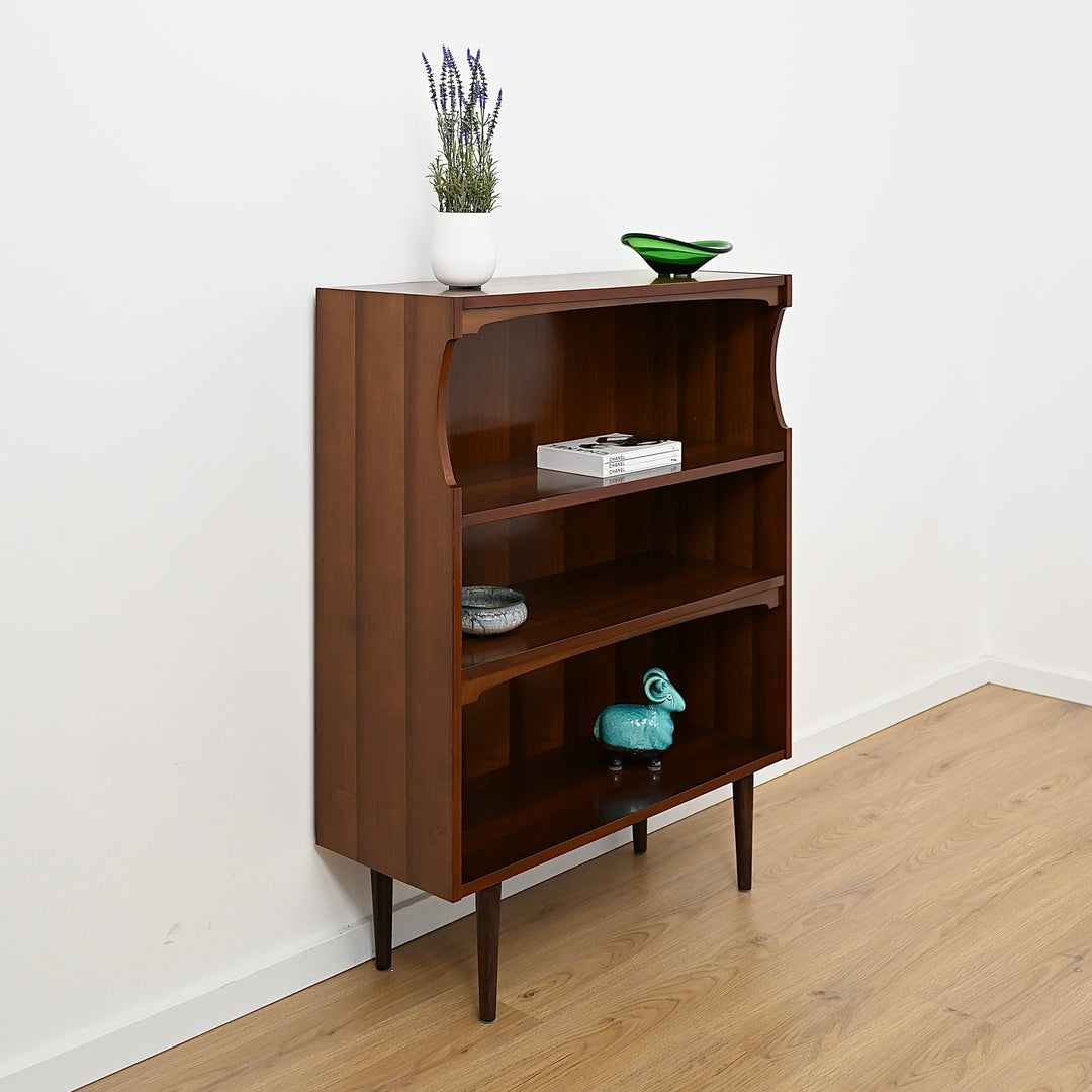 Mid Century Walnut Bookcase Bookshelf by MobilStil Varese Italy