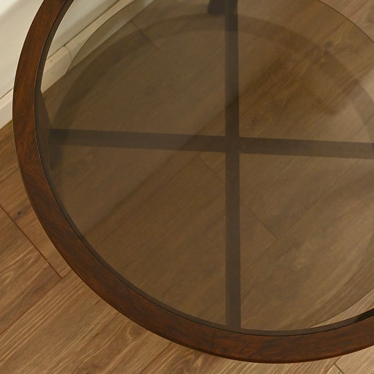 Mid Century Walnut Smoked Glass Coffee Table by Chiswell