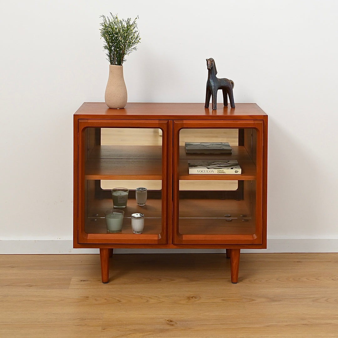 Mid Century a Teak Sideboard Glass Display Cabinet LP Record Cabinet by Chiswell