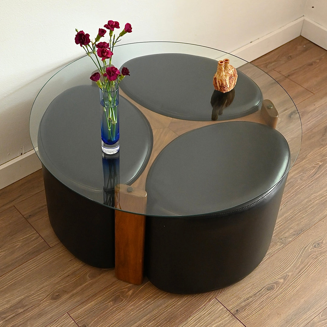 Mid Century 'Fondue' Coffee Table with Ottomans by TH Brown