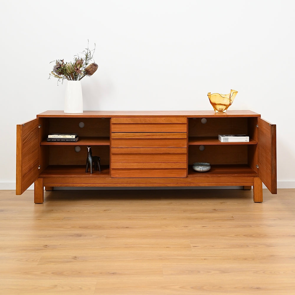 Mid Century Teak Sideboard Buffet by Danish De Luxe - Refinished