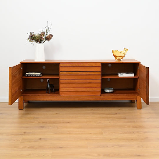 Mid Century Teak Sideboard Buffet by Danish De Luxe - Refinished