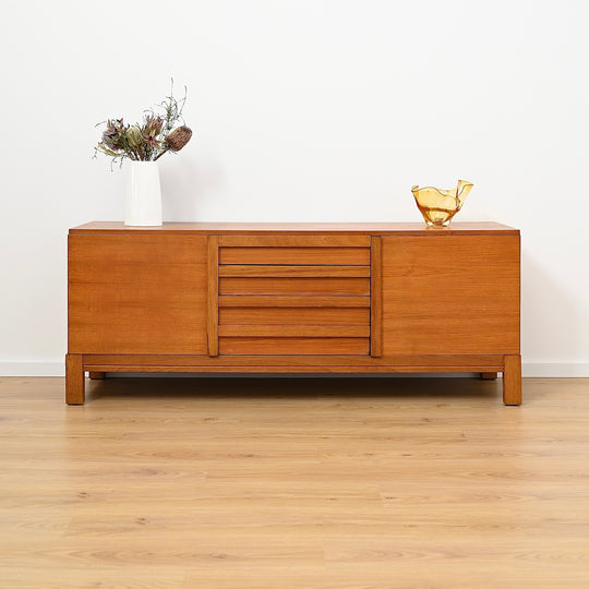 Mid Century Teak Sideboard Buffet by Danish De Luxe - Refinished