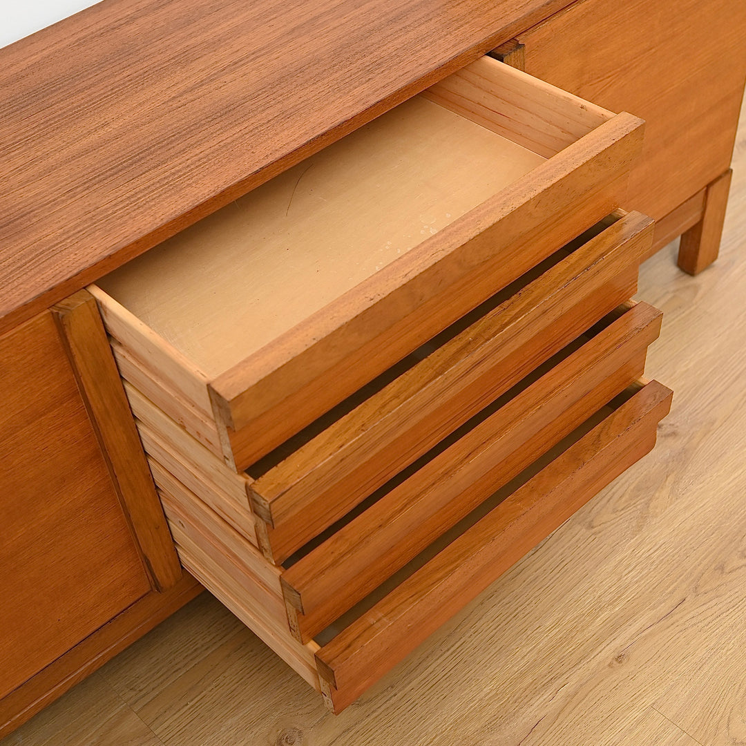 Mid Century Teak Sideboard Buffet by Danish De Luxe - Refinished