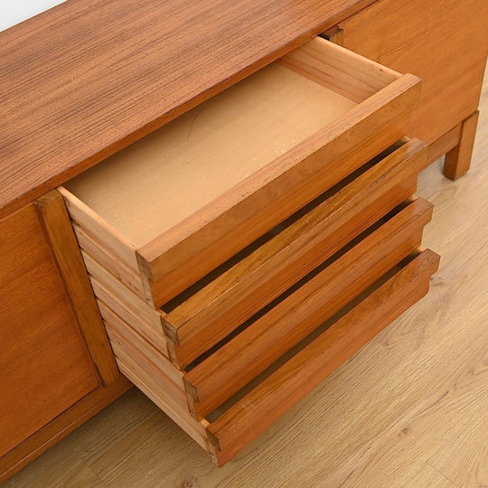 Mid Century Teak Sideboard Buffet by Danish De Luxe - Refinished