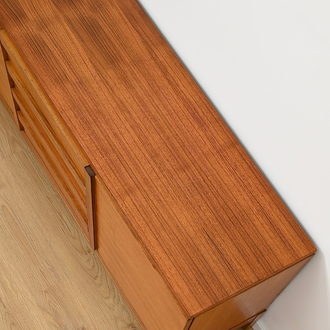 Mid Century Teak Sideboard Buffet by Danish De Luxe - Refinished
