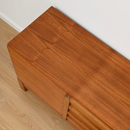 Mid Century Teak Sideboard Buffet by Danish De Luxe - Refinished