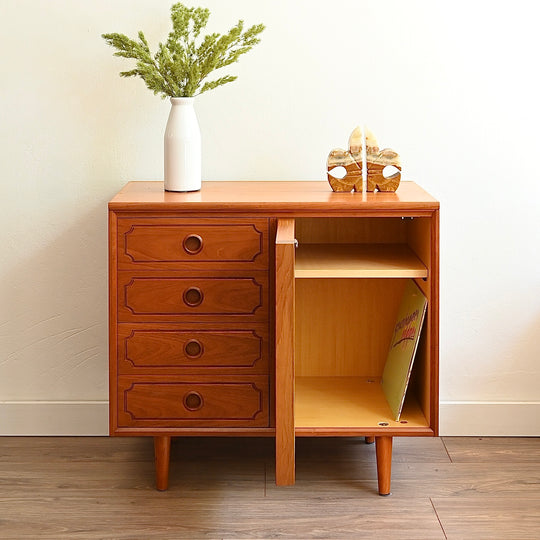 Mid Century Teak Sideboard LP Record Cabinet Drawers by Chiswell