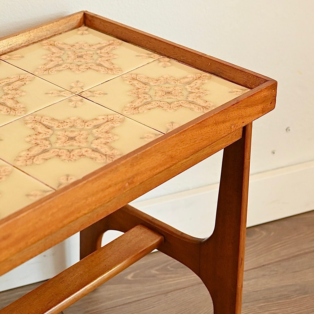 Mid Century Tiled Top Coffee Side Table