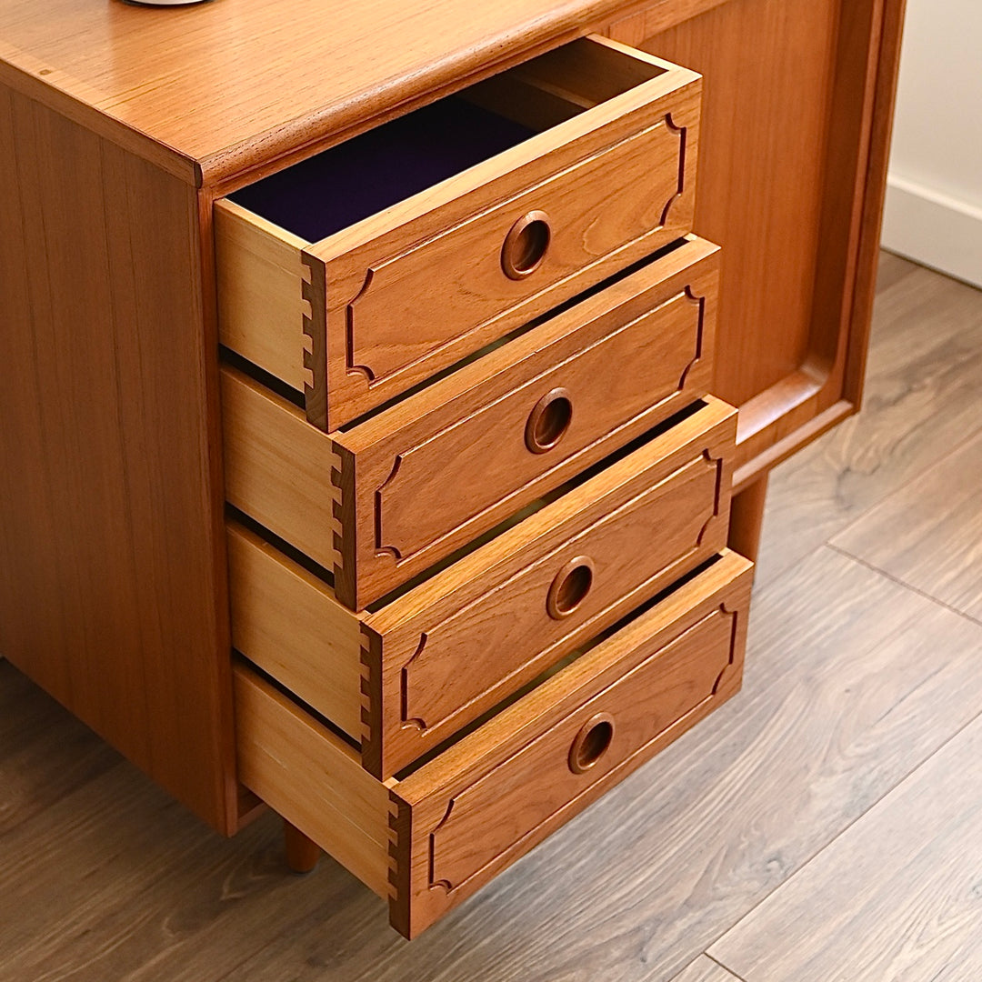 Mid Century Teak Sideboard LP Record Cabinet Drawers by Chiswell