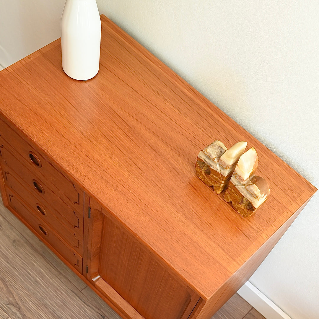 Mid Century Teak Sideboard LP Record Cabinet Drawers by Chiswell