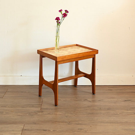 Mid Century Tiled Top Coffee Side Table