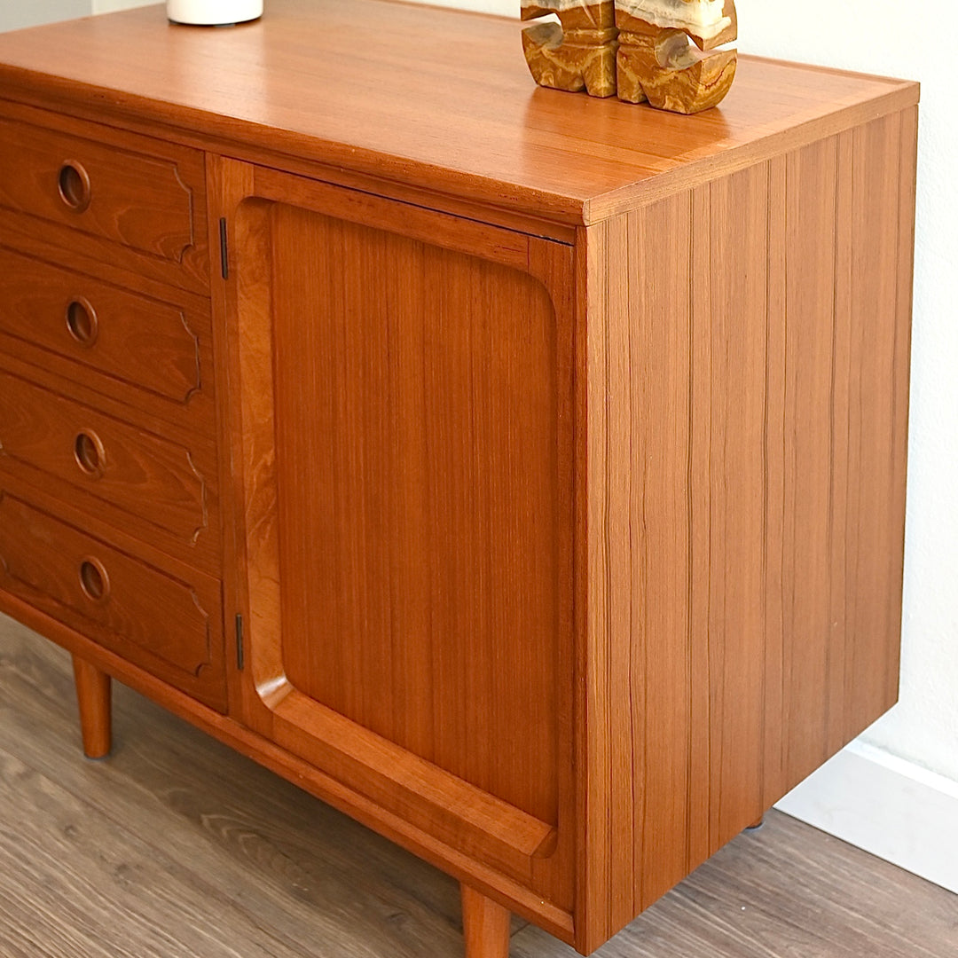 Mid Century Teak Sideboard LP Record Cabinet Drawers by Chiswell