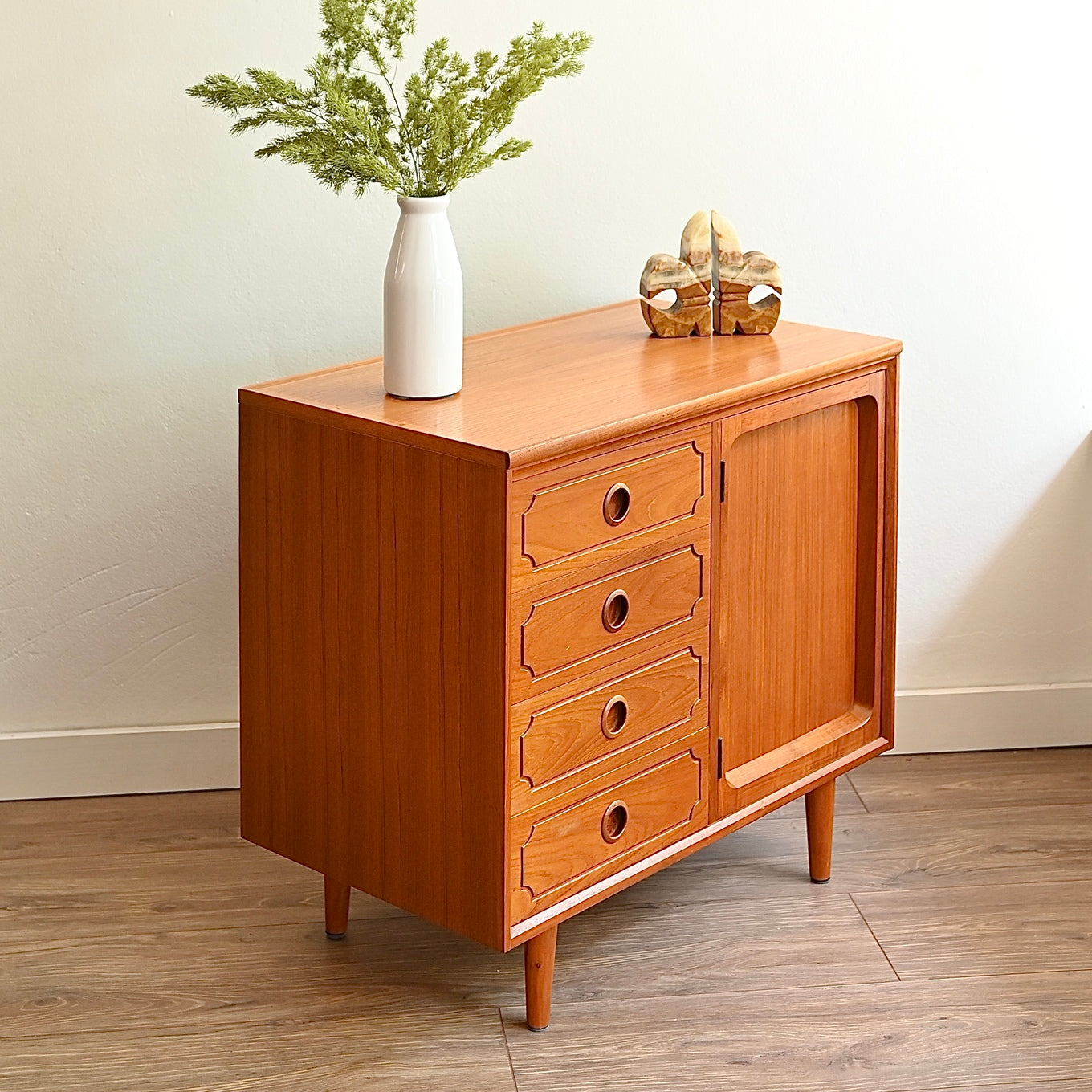 Mid Century Teak Sideboard LP Record Cabinet Drawers by Chiswell